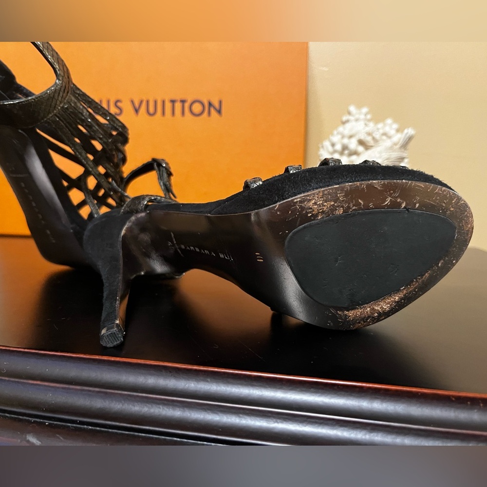 Barbara Bui Pewter Colored Python Embossed Platfo… - image 3